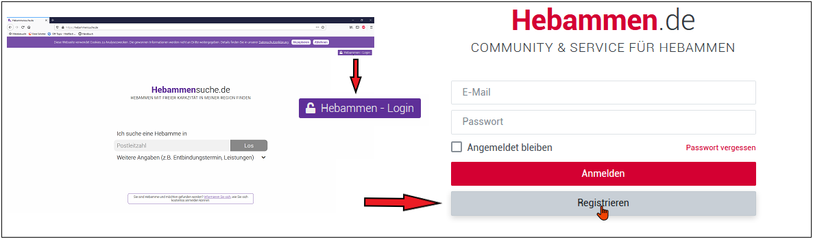 Registrierung für die Community hebammen.de