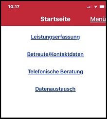 Startseite der App.